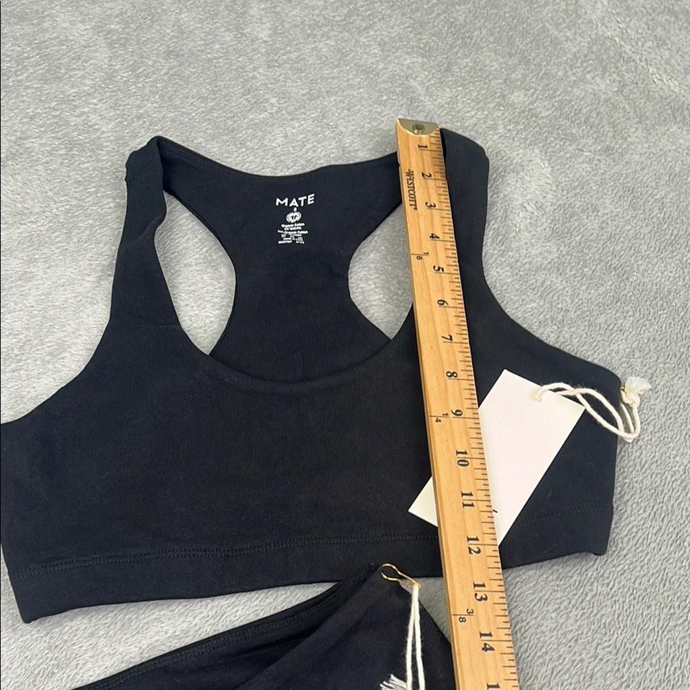 NEW MATE The Label S Organic Cotton Stretch Black Sports Bra and‎ Shorts Set - Picture 7 of 13
